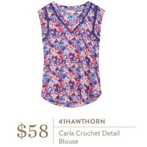 41 Hawthorn Womens  Stitch Fix  Carla Crochet V-Neck Pink Floral Tank Size Small